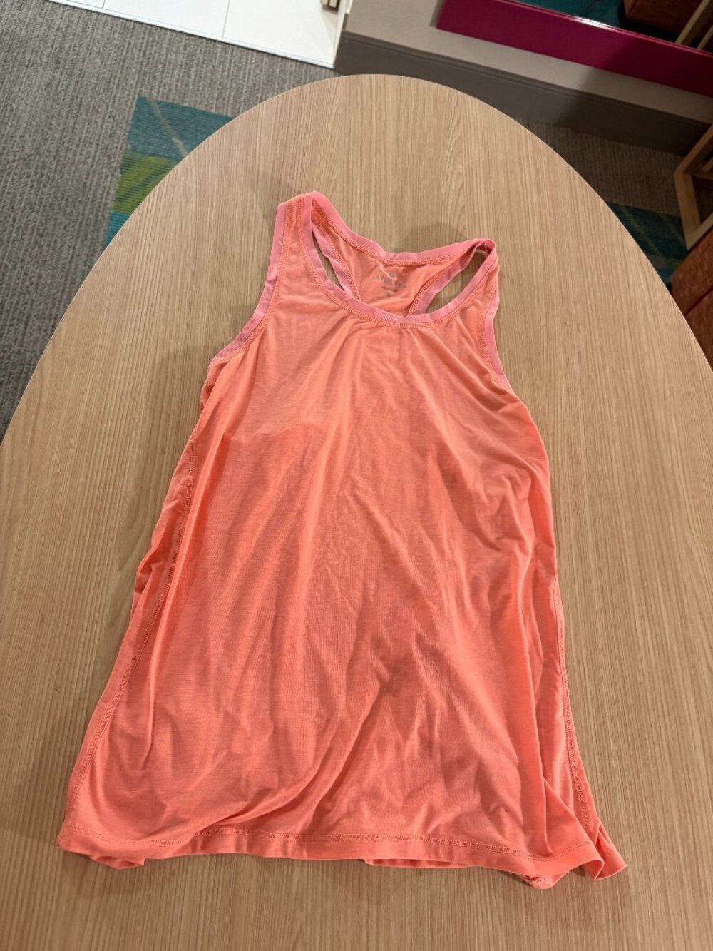 Athleta Racerback Tank Top Small Orange Pink Mesh Trim Sleeveless Casual Pastel